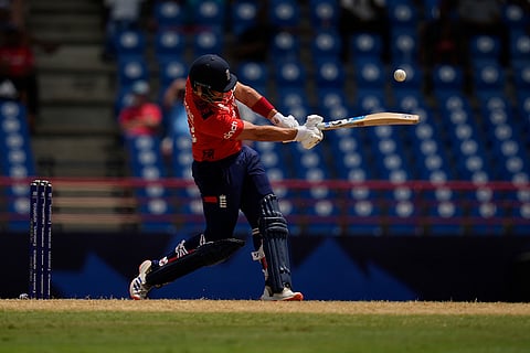Liam Livingstone plays a shot against South Africa